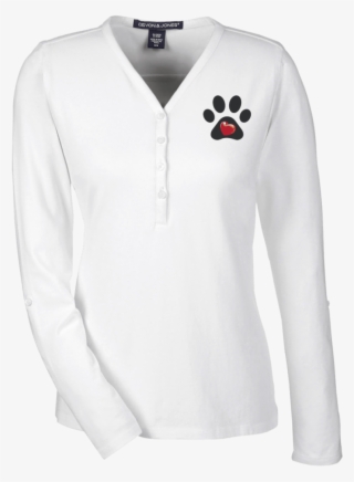 Embroidered My Heart Paw Print Ladies' Henley Knit