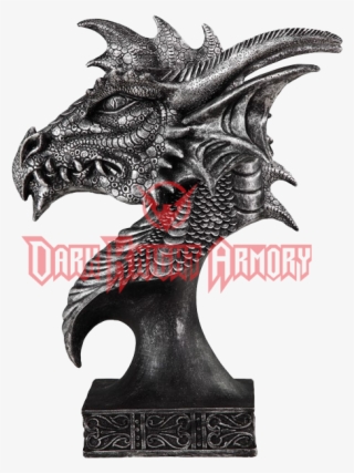 Black Dragon Head Pedestal Statue