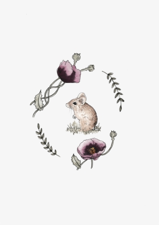 Art Print Featuring A Field Mouse Within A Garland