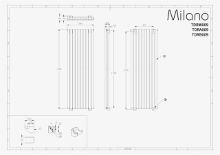 Grey Anthracite Vertical Designer Radiator Technical
