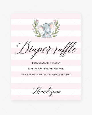 Girl Baby Shower Diaper Raffle Sign With Watercolor