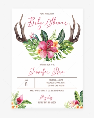Bohemian Floral Baby Shower Invitation Template By