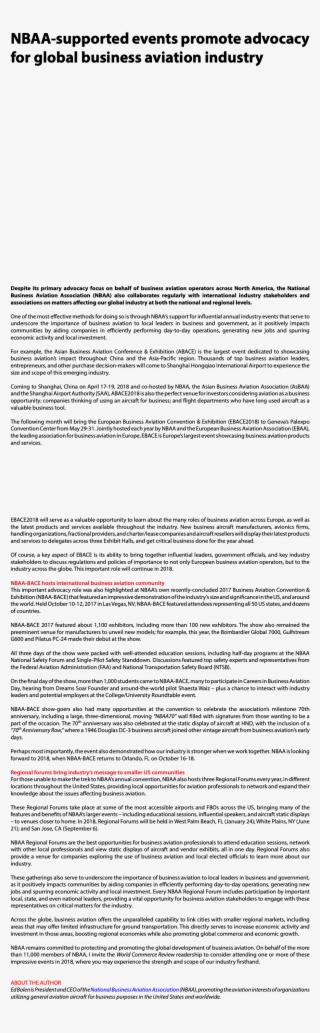 Nbaa-supported Events Promote Advocacy For Global Business