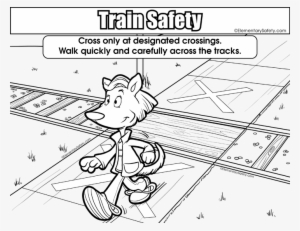 Safely Cross Railway Tracks - Train Signal Crossing Coloring Pages