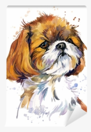 Funny Puppy Watercolor Illustration Wall Mural • Pixers® - Dog. Happy New Year Unisex T-shirt