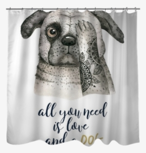 Watercolor Closeup Portrait Of Cute Dog - Dog