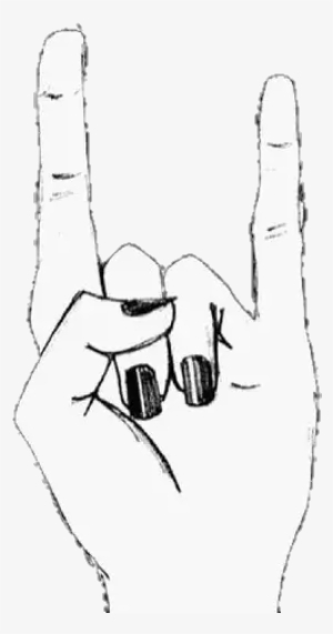 Hand Punk Rock Black White Hand Drawn Drawing Overlay - Rock Hand