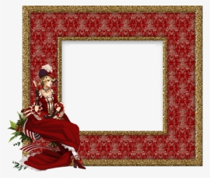 Red Transparent Png Frame With Lady Scrapbooking Frame - Kırmızı Kalplı Çerçeveler Png