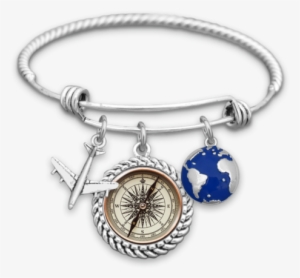 Compass Airplane Globe Charm Bracelet - Nice School Bus Bracelet