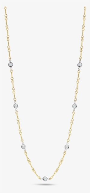 Roberto Coin Dog Bone Chain Necklace With Diamond Stations - Diamonds On A Chain