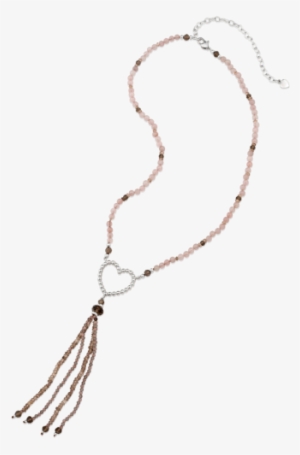 Sale Beaded Heart Tassel Necklace - Necklace