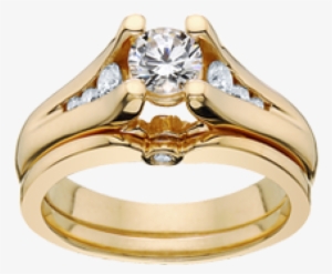 4356ew1/2r - 14k Yellow Gold Bridal Set .33tw + 1/2 Center Diamond