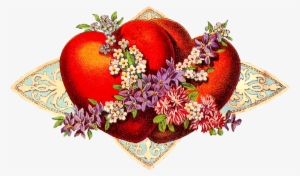 Hearts Flowers Gold Filgree Image - Happy Valentines Day Vintage Old School Large Mug