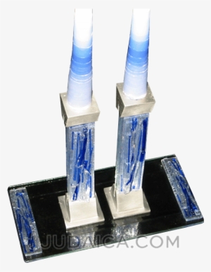 Blue Icicles Candlesticks & Tray - Kelemen Kuatro Blue Icicles Candlesticks & Tray