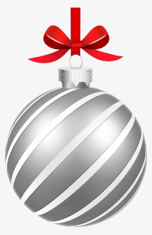 Silver Striped Christmas Ball Png Clipart Image - Silver Christmas Ball Png