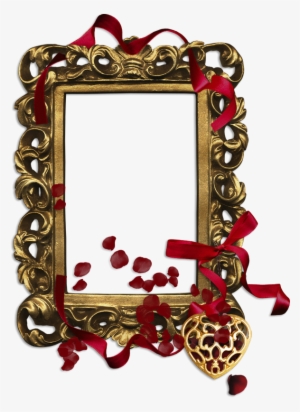 Gold Classic Transparent Png Frame With Red Ribbon - Picture Frame