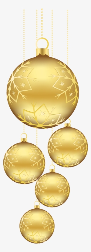 Gold Christmas Balls Ornaments Png - Hanging Gold Christmas Balls