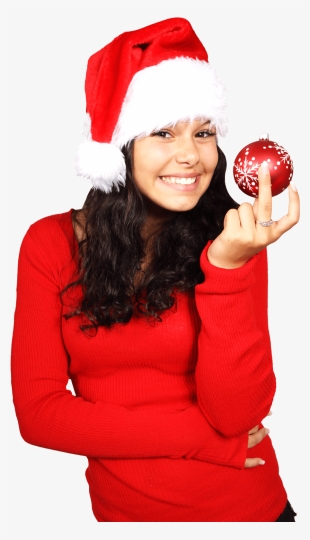 Attractive Young Woman Holding Christmas Ball Png Image - Girl