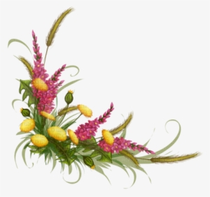 Soave Deco Flowers Border Pink Yellow - Floral Corner Borders Design