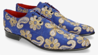 Derby Shoes Toni 1 Suede Electric Blue Embrodery Paisley