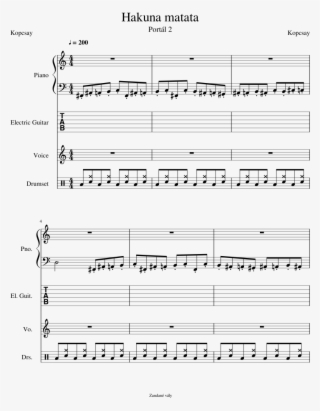 Hakuna Matata Sheet Music For Piano, Guitar, Voice,