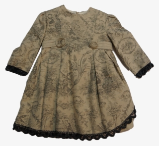 Miranda Beige & Grey Dress With Vintage Pattern