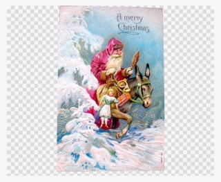 Santa ~ A Merry Christmas Riding Donkey / Toys Tote