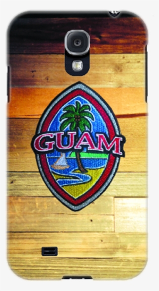 Embroidered Guam Seal On Rustic Wood Motif For Samsung