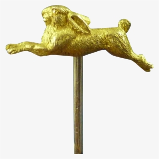 Edwardian Gold Leaping Rabbit Or Hare Stick Pin Antique