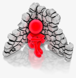 Red Man Sitting In Ruins
