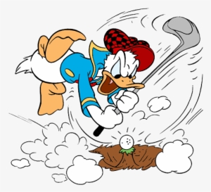 Donald Duck In Bathing Suit Confident Playing Golf - Donald Duck Golf