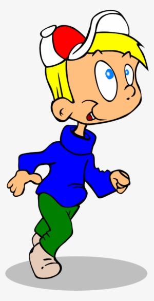 Boy Running Vector Clip Art - Cartoon Boy Running