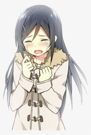 Anime Girl Crying Png Vector Black And White Download - Cry Anime Png