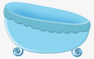 Infant Bathtub Cartoon Blue - Clip Art