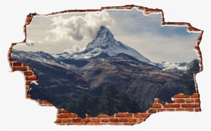 Zapwalls Decals Mountain Peak Cloudy Sky Breaking Wall