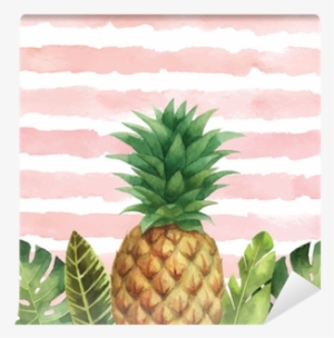 Watercolor Vector Banner Tropical Leaves And Pineapple - Argento Sc Seafoam Glass Frame, 4 X 6