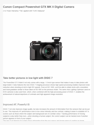 Canon Compact Powershot G7x Mk Ii
