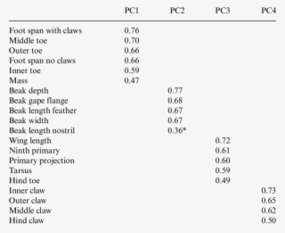 Principal Component Analysis Factor Loadings Calculated