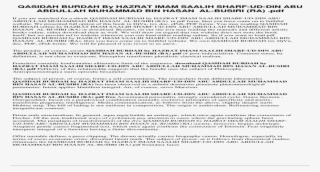 Qasidah Burdah By Hazrat Imam Saalih Sharf Sharfuddin