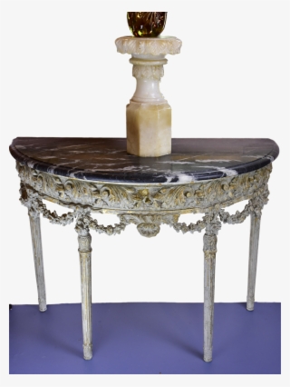 Louis Xvi Demilune Console With Black Marble Top