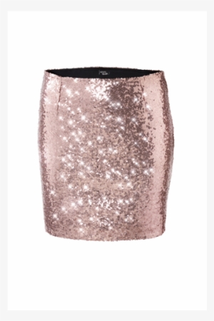 Ladies' Mini Skirt, Rose Gold Sequins - A-line