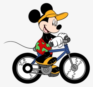 Bike Clipart Disney - Mickey Mouse Riding Bicycle