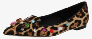 Dolce & Gabbana Leopard Print Jeweled Skimmer - Ballet Flat