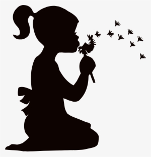 Silhouette Girl Blowing Dandelion