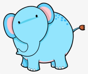 Baby Elephant Cartoon - Blue Elephant