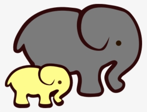 Yellow Elephant Mom & Baby Clip Art - Grey And Yellow Elephant