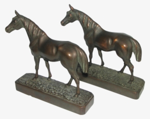 Pair Of Vintage 8 “ Bronze Clad Horse Bookends - Statue