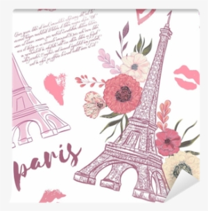 Wall Murals Paris Vintage Seamless Pattern With Eiffel - Papel De Parede Paris