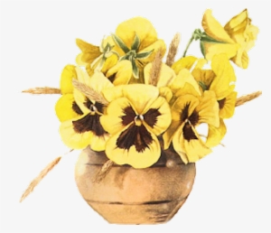 09 21 2016 Yellow Pansies In Round Brass Toned Bowl - Watercolor Painting