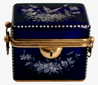 1840 Moser Bohemian Cobalt Blue Enamel Glass Casket